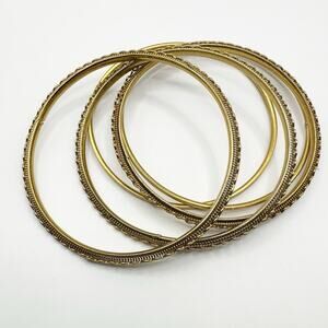 Brass Gold Stackable Bangle Bracelets Set of 5 Ethnic Unbranded Costume Jewelry
